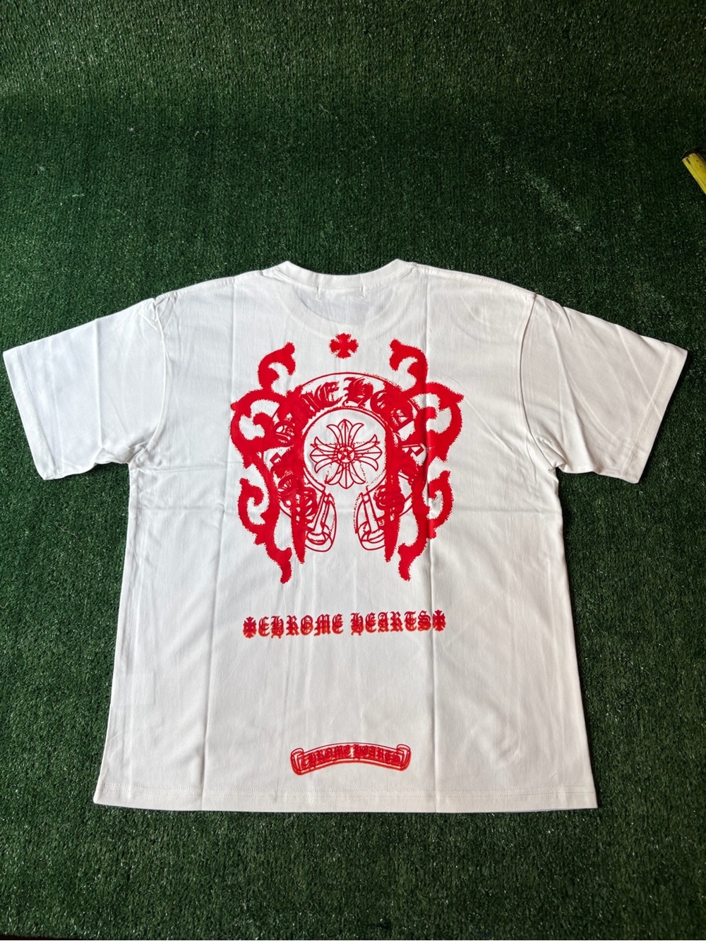 Chrome Hearts White Short Sleeve Tee with Red Crest - Picture 2 of 6